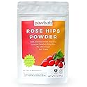 powbab Rose Hips Powder from 100% Wild Organic Rosehip. Premium Rosa Rubiginosa. Seedless Ground Rosehips from Whole Dried Rose Hips. No Added Sugar