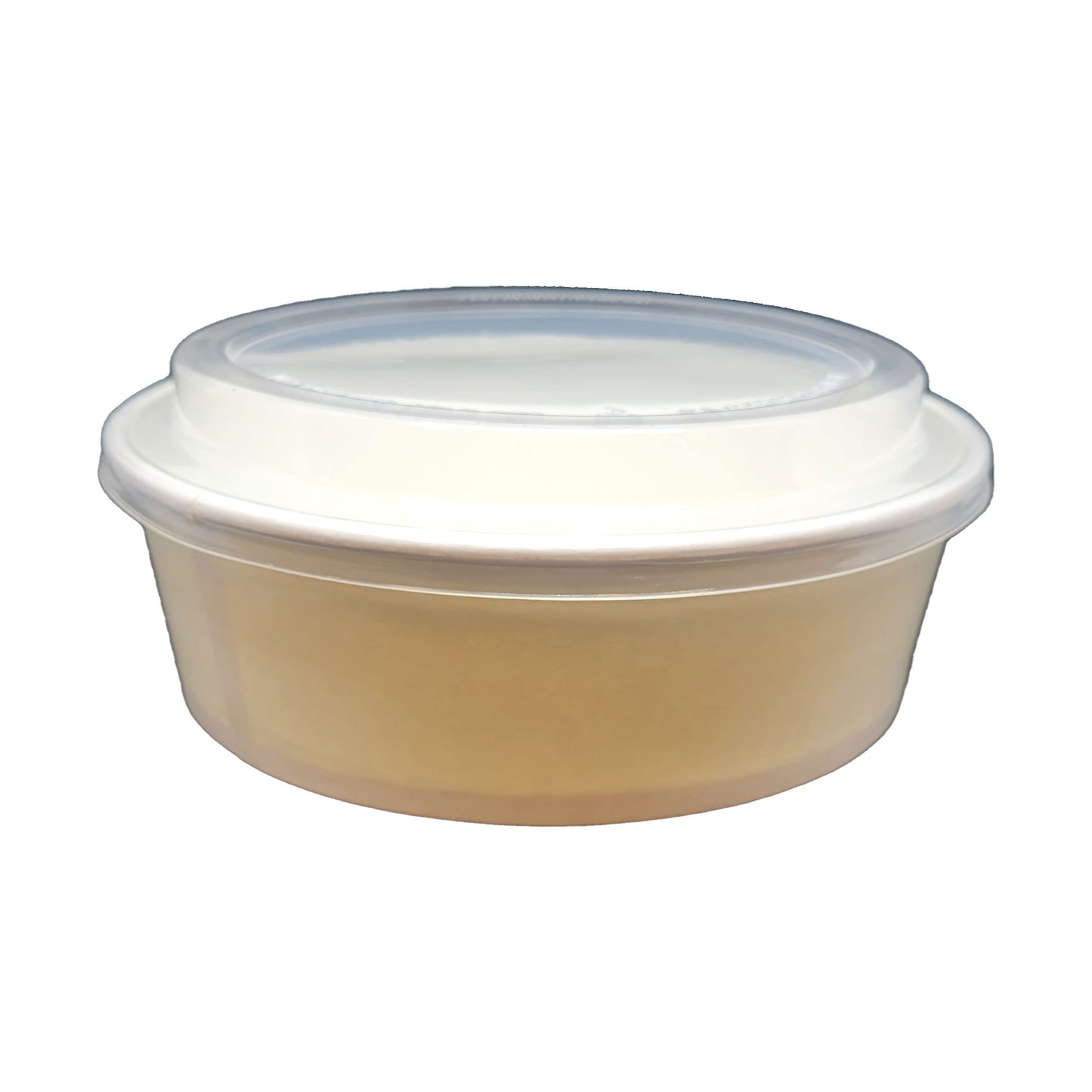 DHG PROFESSIONAL 100 Pack 42oz Disposable White Round Bowl with Plastic Lids, Round Shape Paper Bowls White Paper Salad Bowl for Soup Stews