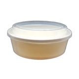 DHG PROFESSIONAL 100 Pack 42oz Disposable White Round Bowl with Plastic Lids, Round Shape Paper Bowls White Paper Salad Bowl for Soup Stews