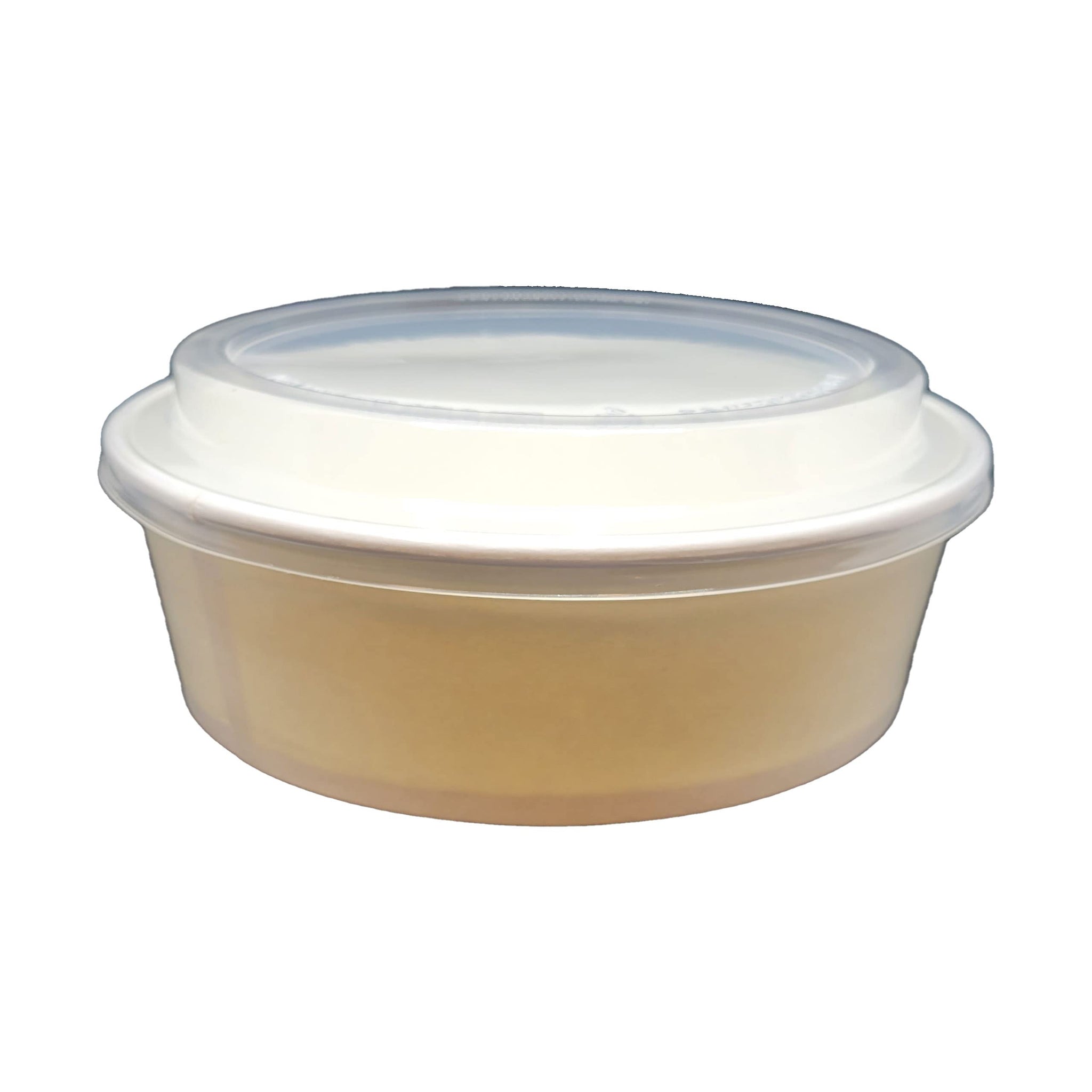 DHG PROFESSIONAL 100 Pack 42oz Disposable White Round Bowl with Plastic Lids, Round Shape Paper Bowls White Paper Salad Bowl for Soup Stews