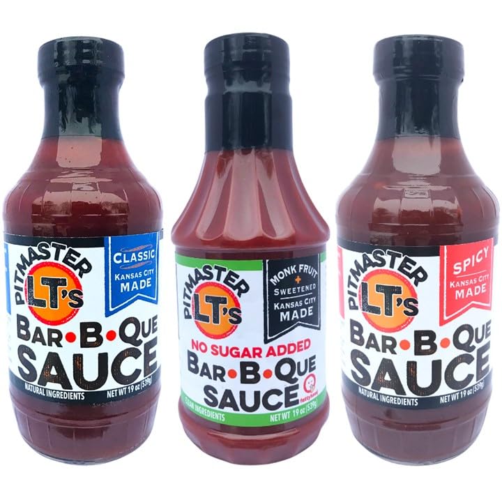 Pitmaster LT's Kansas City Made BBQ Sauce | All-Natural, Smoky Craft Blends (3 x 19 oz - Zero Sugar Added | Classic | Spicy)