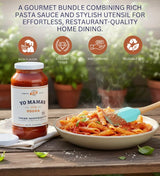 Yo Mamas Foods Sauce-Pasta Vodka Tomato 25 oz Bundle with Mini Spatula Utensil - Creamy pasta sauce made with tomatoes and herbs for cooking, dipping