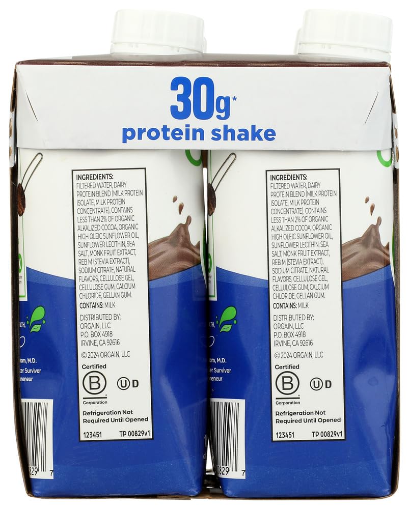 ORGAIN Chocolate Fudge Protein Shake 4pk, 11 FZ