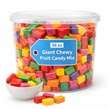 Giant Chewy Fruit Candy Mix - 38 oz Tub - Assorted Fruit Chew Candy - Individually Wrapped Mixed Fruit Chewy Candy for Parties and Snacking