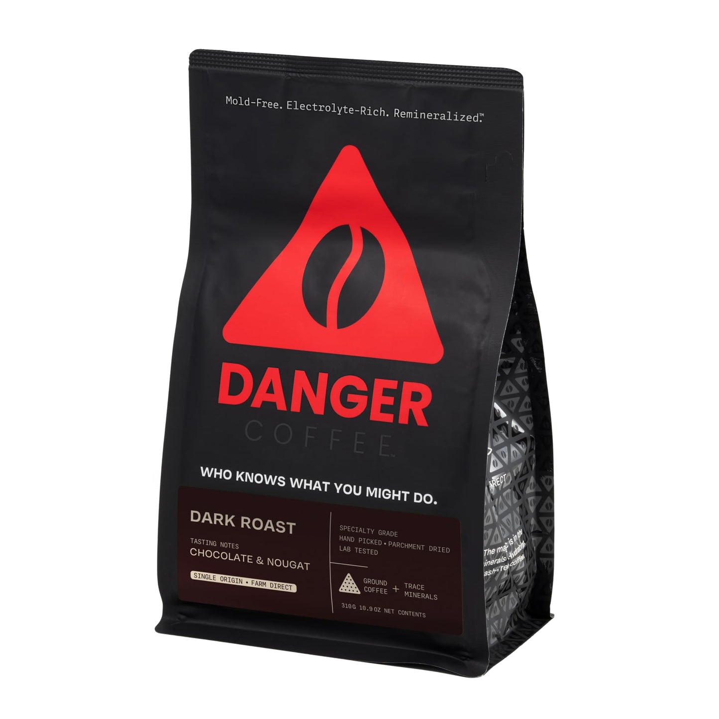 Danger Coffee by Dave Asprey, Remineralized, Mold Free & Lab Tested Ground Healthy Coffee, Dark Roast, 10.9 Ounce