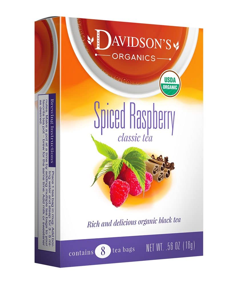 Davidson's Organics, Spiced Raspberry, 8-count Tea Bags, Pack of 12