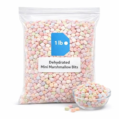 Dehydrated Mini Marshmallow Bits - 1 lb Bag - Colorful Crunchy Marshmallow Pieces - Perfect Cereal Topping, Hot Chocolate, Baking, Desserts, and Ice