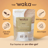 Waka Instant Black Tea Mix, Classic - 100% Tea Leaves, No Additives, Unsweetened Tea Powder for 50 Quarts or 200 Cups - Easy and Quick Hot or Iced