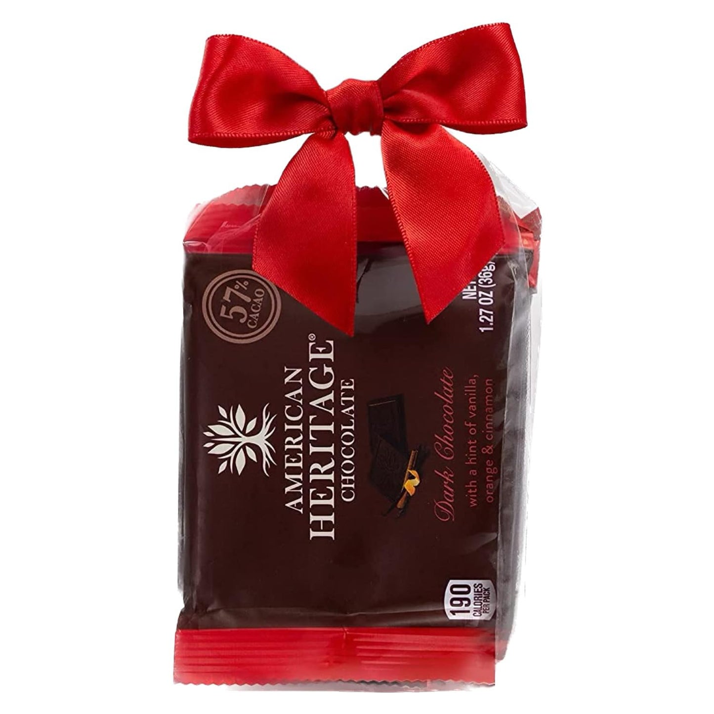 American Heritage Chocolate Bars - 57% Cacao Artisanal Dark Chocolate Bar with Hints of Vanilla, Orange and Cinnamon, 1.27oz Candy Bar/Tablet (Pack