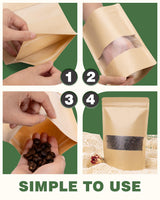 Kraft Paper Stand Up Pouches - 200 Packs, 3.5x5.5 Inches, Food Storage, Christmas