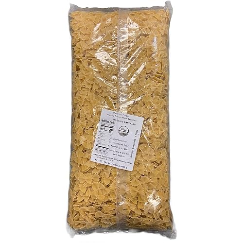 Mantova Organic Farfalle Pasta, 160 oz. (10 lbs.) (Pack of 1), Product of Italy, Traditional, Bronze-Die, Slow-Dried Bow Tie Pasta, Made with 100%