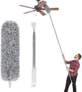 Lomida Microfiber Duster with Extension Pole(Stainless Steel), Extra Long 100 inches, with Bendable Head, Extendable Duster for Cleaning High Ceiling
