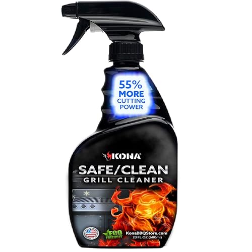 Kona Professional Grade Grill Cleaner for Outdoor BBQ - Heavy Duty, Non-Toxic, Fume-Free Kitchen Degreaser Spray, Eco-Friendly BBQ Degreaser - 23oz