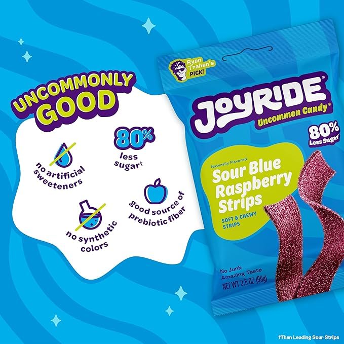 Joyride Sour Blue Raspberry Strips, 3.5 oz