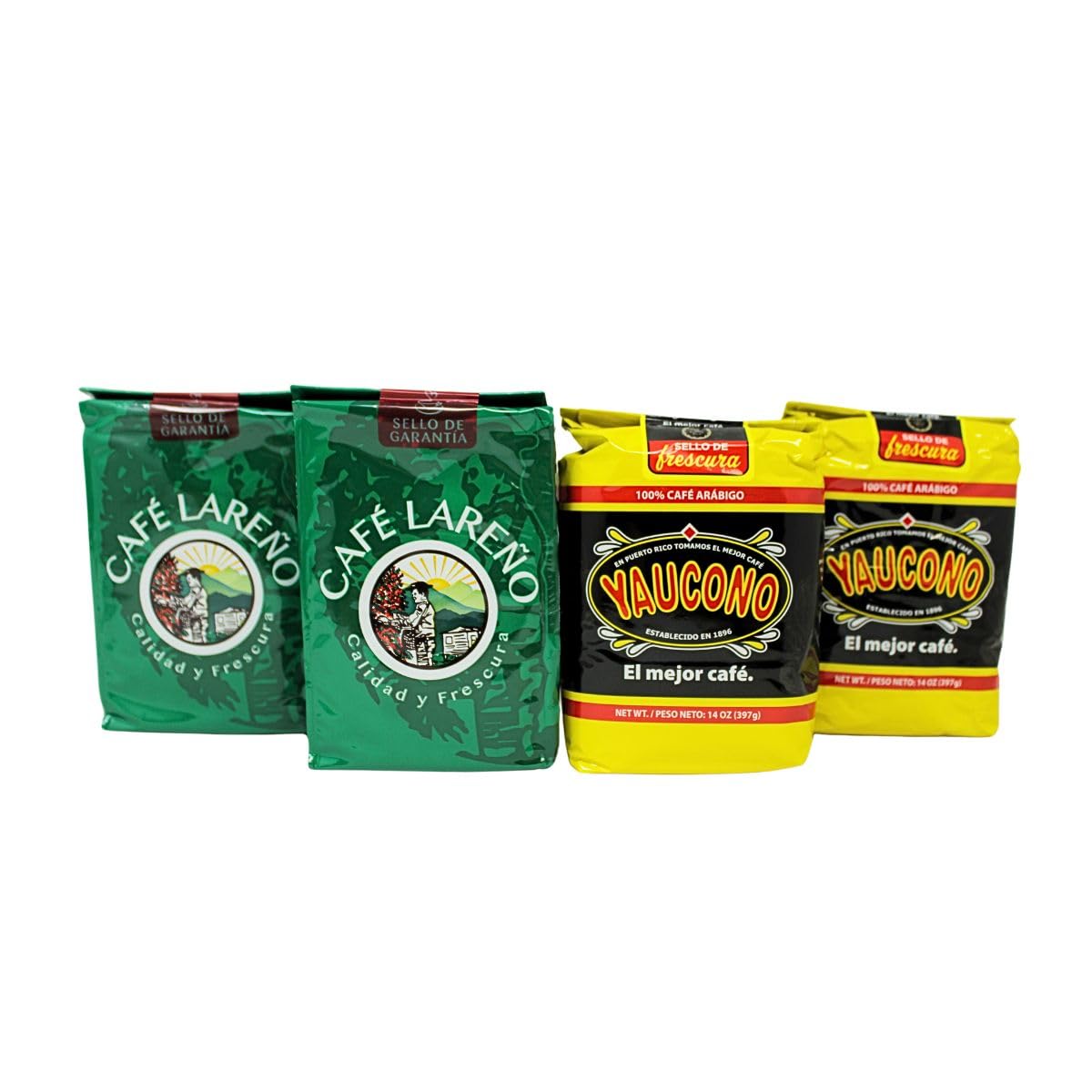 Best Seller's Puerto Rican Coffee Pack - 2 pk of Cafe Yaucono 14oz & 2 pk of Cafe Lareño 14oz