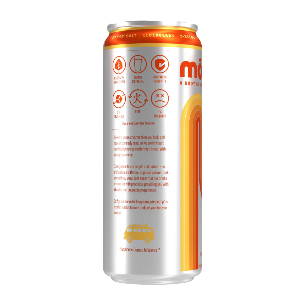 M?CEAN Mandarin Energy Drink, 12-Pack (12 fl oz) Clean Adult Energy Drink with 130mg Natural Caffeine, Adaptogens & Minerals, No Taurine, No