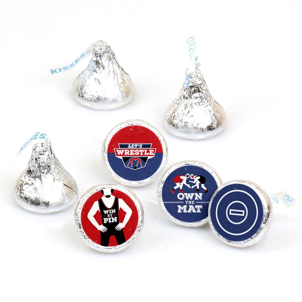 Own the Mat - Wrestling Party Favors - Round Candy Stickers - 108pc