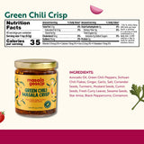 Masala Gossip Green Chili Crisp - Crunchy Chili Oil with Green Chillies, Garlic, Sichuan Flakes & Indian Spices - Spicy Savory Hot Sauce - Drizzle on