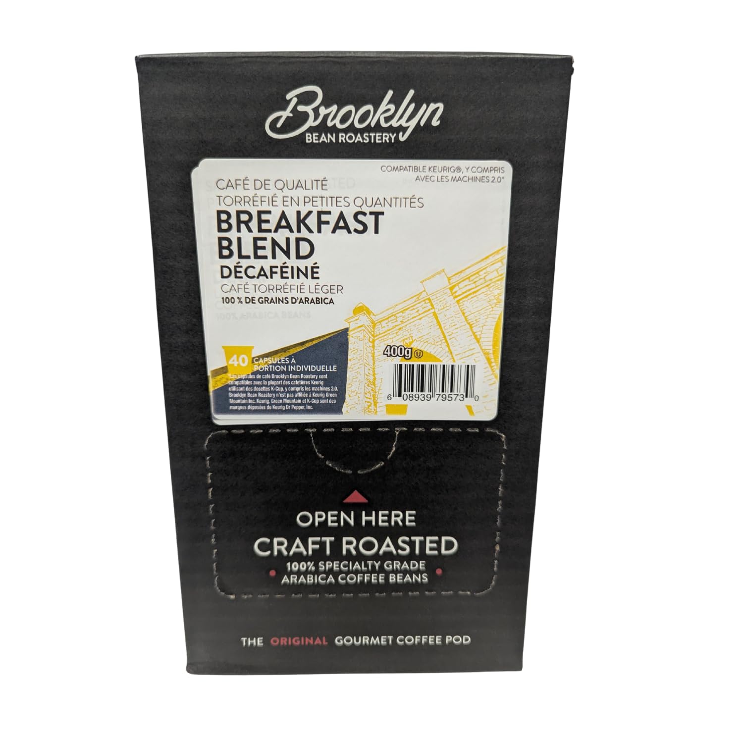 Brooklyn Beans Decaf Coffee Pods, Decaf Breakfast Blend - Compatible with Keurig K Cup Brewers Including 2.0 Machines, 40 Count, Smooth and Balanced