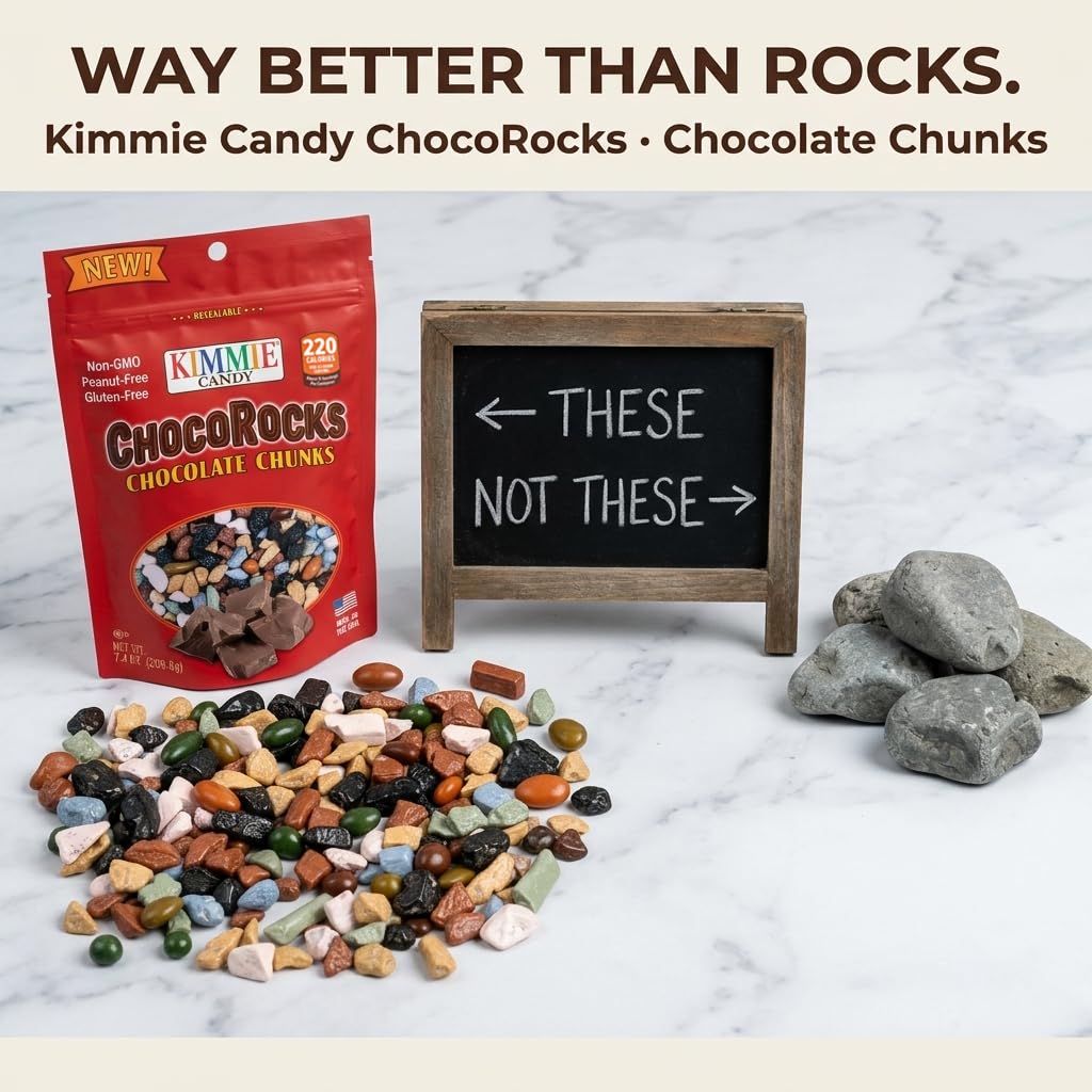 Kimmie Candy ChocoRocks, Rock-Shaped Chocolate Candy for Snacking & Cake Decorating, Pebbles & Stones | 7.4 oz (Pack of 3) | Non-GMO, Peanut-Free