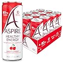 ASPIRE® Sweet Cherry, Healthy Energy Drink 80mg Natural Caffeine, Zero Sugar No Carbs Keto Friendly, 12 Pack Green Tea Sugar Free Drink Low Caffeine