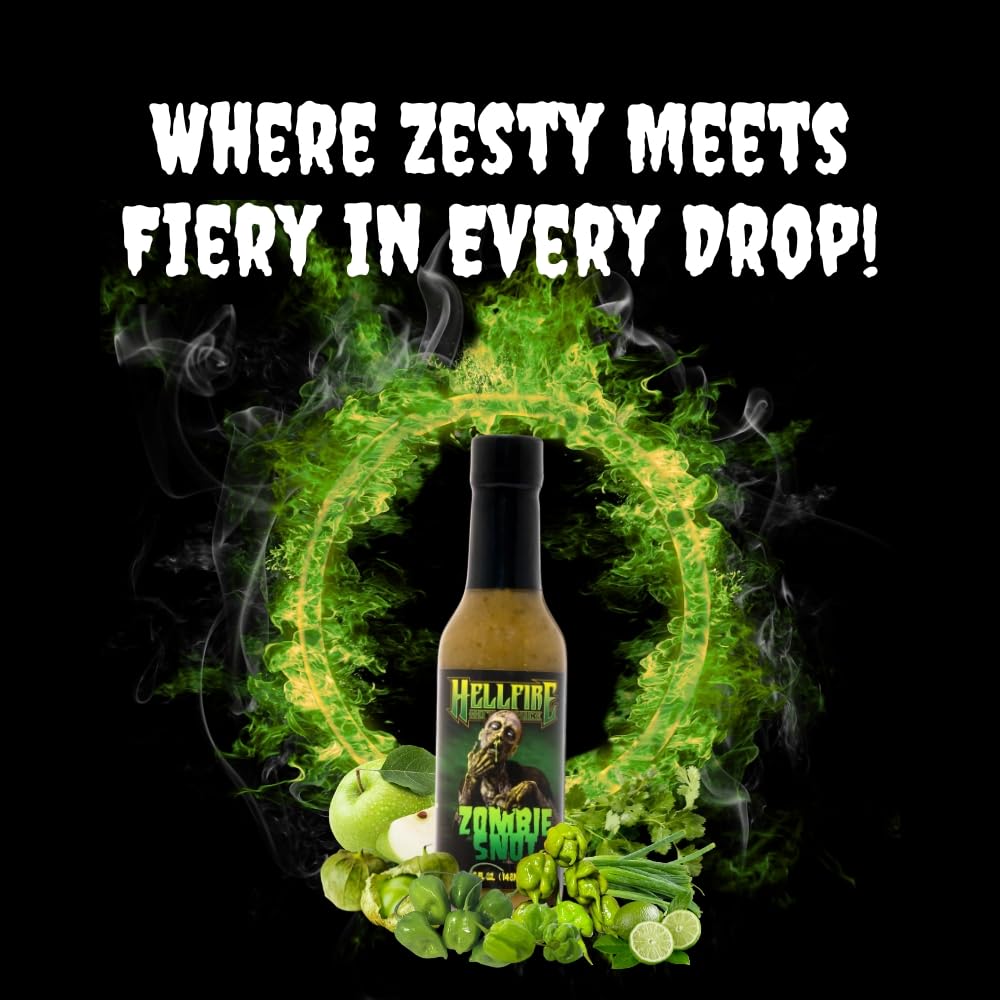 Hellfire Zombie Snot Hot Sauce, Award-Winning Chilehead Salsa Verde Sauce, Made with Carolina Reaper Peppers, World's Best Taco Sauce, Gourmet, Vegan