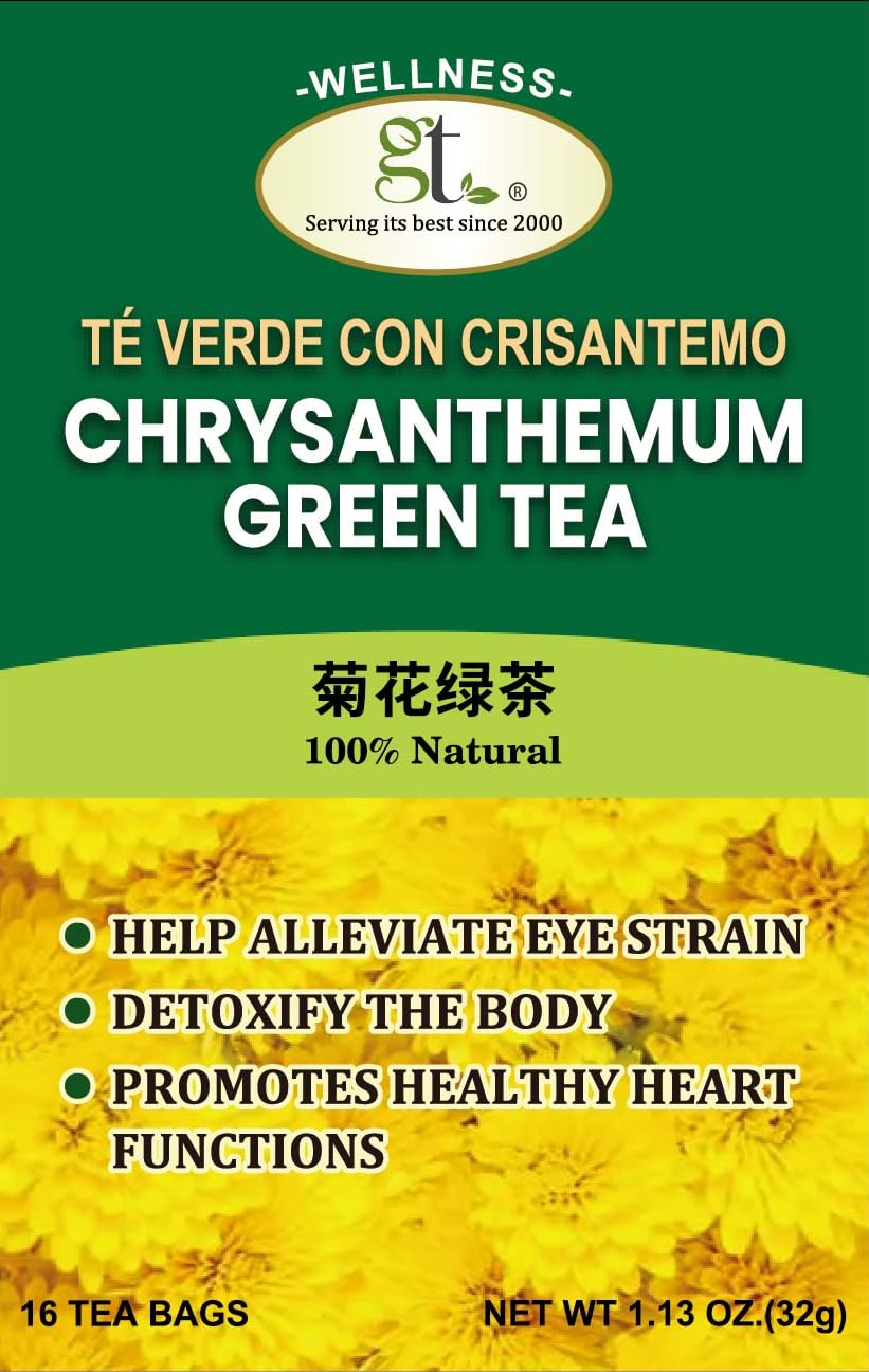 GT Chrysanthemum Green Tea, 1.13 Ounce Box (16 Tea Bags)