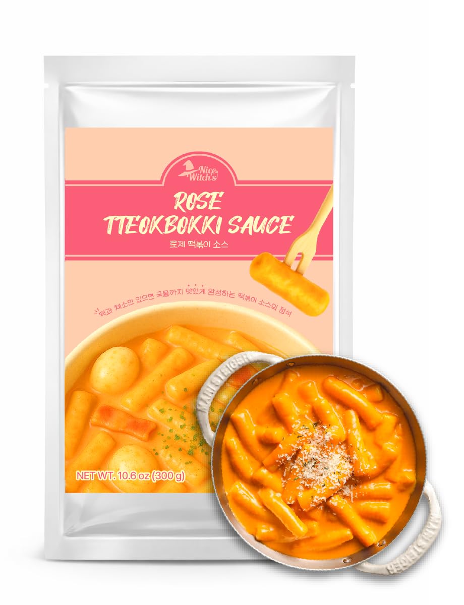 Nice Witch's Secret Recipe Korean Rose Tteokbokki Powder Sauce 12 servings - Perfect for Sweet and Spicy Rice Cake Dishes, Easy and Quick to Make