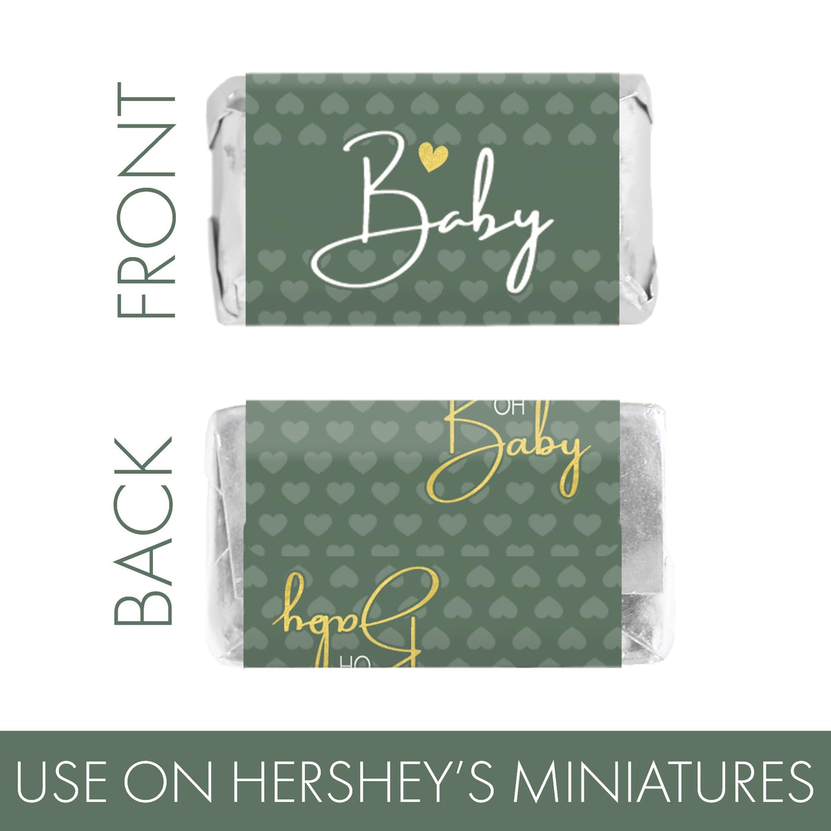 Green Baby Shower Candy Bar Wrappers, Oh Baby Greenery, 42 Count