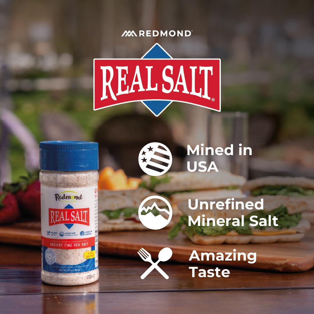Redmond Real Sea Salt - Natural Unrefined Organic Gluten Free, Seasoning 8.25 Ounce Shaker bundle (Onion, Season, Garlic)