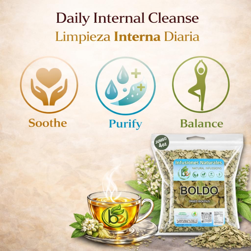 Hojas de Boldo (Boldus Dried Leaves) Herbal Tea - 4 oz (113 g) - 100% Natural, Vegan, Non-GMO - Loose Leaf Herbal Tea for Infusion - Traditional