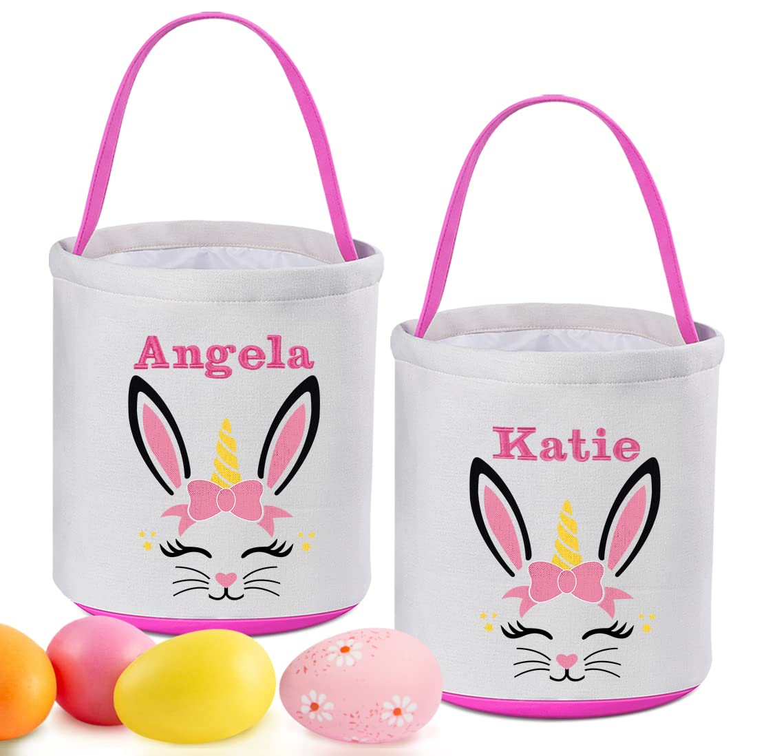 Personalized Easter Basket, 2 Pack Touber Easter Bunny Baskets Easter Baskets for Kids Personalized Easter Gifts for Kids Ideas Easter Baskets Empty