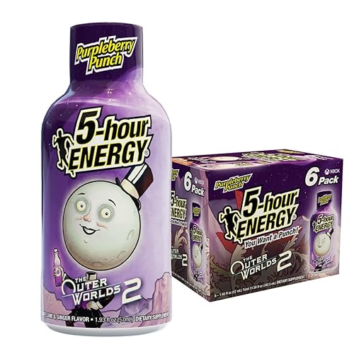 5-hour ENERGY PURPLE BERRY PUNCH Flavor, 6 Count, 1.93 Fl Oz Energy Shot, Extra Strength, Sugar Free