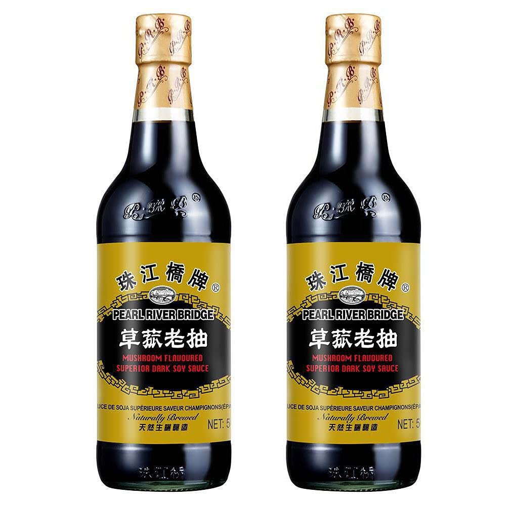 Pearl River Bridge Mushroom Flavored Superior Dark Soy Sauce, 16.9 Ounce (Pack of 2)
