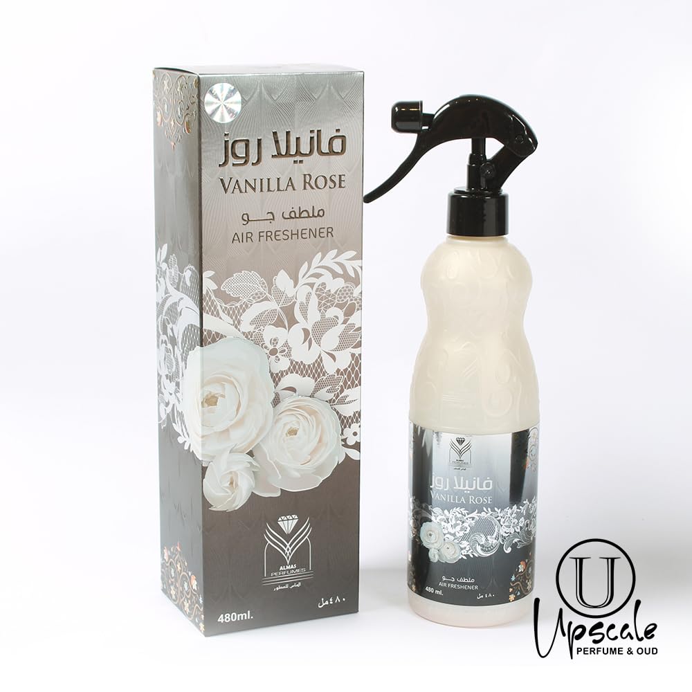 ††† Upscale Perrfume & Oud co. Vanilla Rose Air Freshener - 480ML 16.9FL.OZ of Fabric spray - Natural Aged Oud Scent - Odor Fighting Room Spray - long