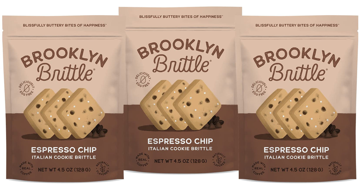 Brooklyn Brittle Espresso Chip Italian Cookie Brittle - Crunchy Coffee-Flavored Gourmet Snack - Handmade Baked Treats - Perfect for Dunking, Snacking
