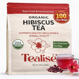 Organic Hibiscus Tea Bags - 100 Plant-Based Tea Bags - Hibiscus Flower Herbal Tea - Caffeine Free Herbal Tea - USDA Organic - Tealise