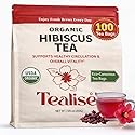Organic Hibiscus Tea Bags - 100 Plant-Based Tea Bags - Hibiscus Flower Herbal Tea - Caffeine Free Herbal Tea - USDA Organic - Tealise