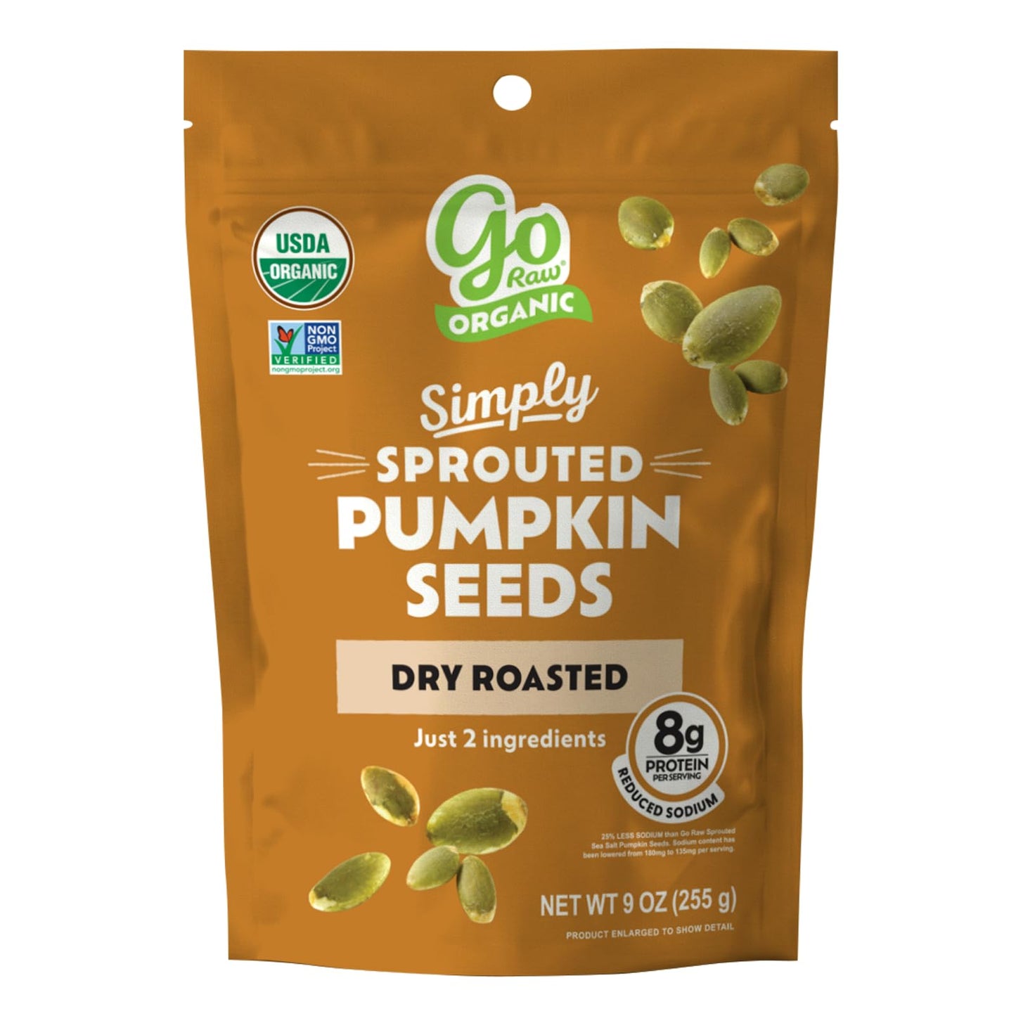 Go Raw Organic Sprouted Pumpkin Seeds - Dry Roasted Salted Pepitas, Keto, Non-GMO, Vegan, Gluten-Free, Kosher, Paleo, Protein-Packed Superfood