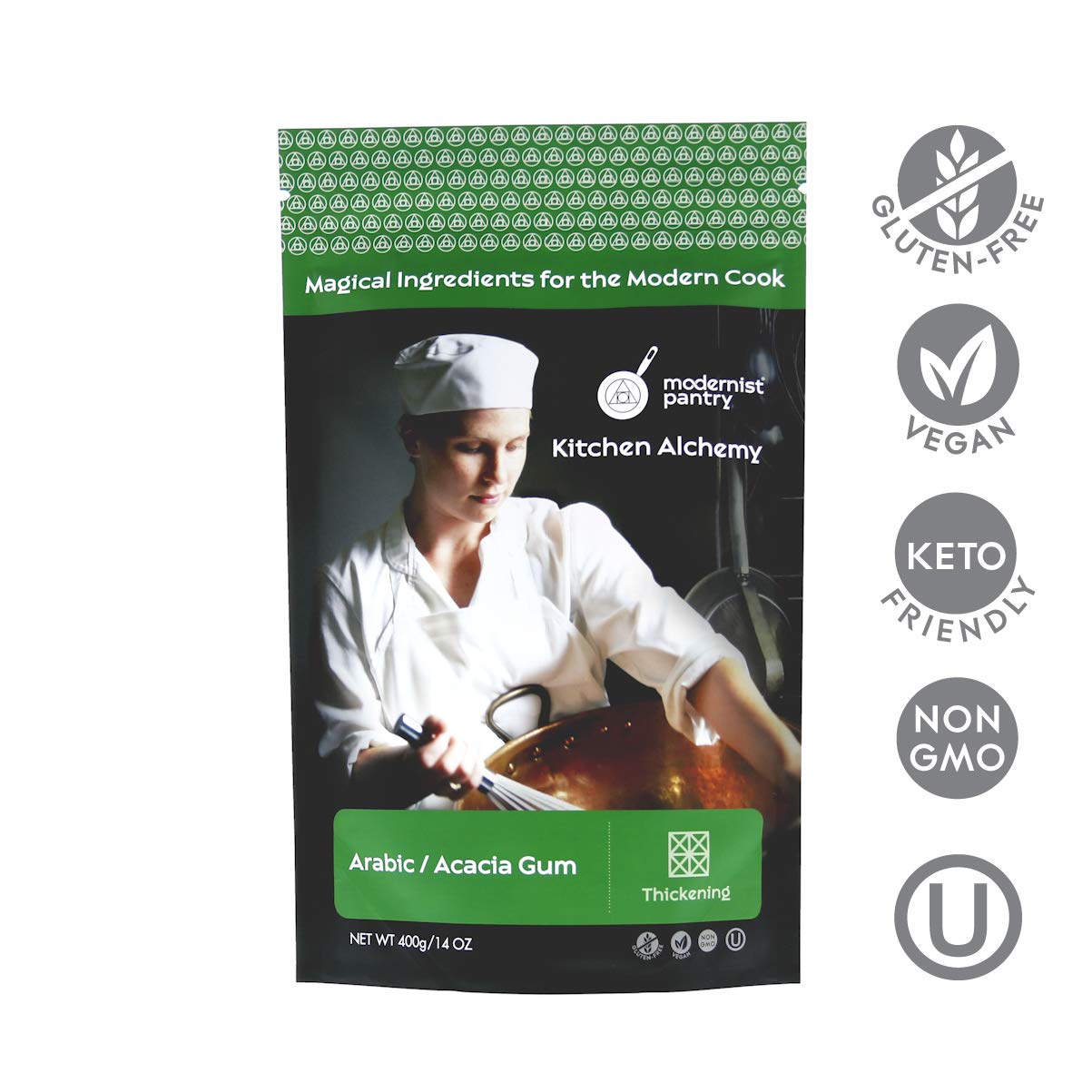 Pure Gum Arabic Powder [Acacia Gum] ? Non-GMO Gluten-Free Vegan OU Kosher Certified - 400g/14oz