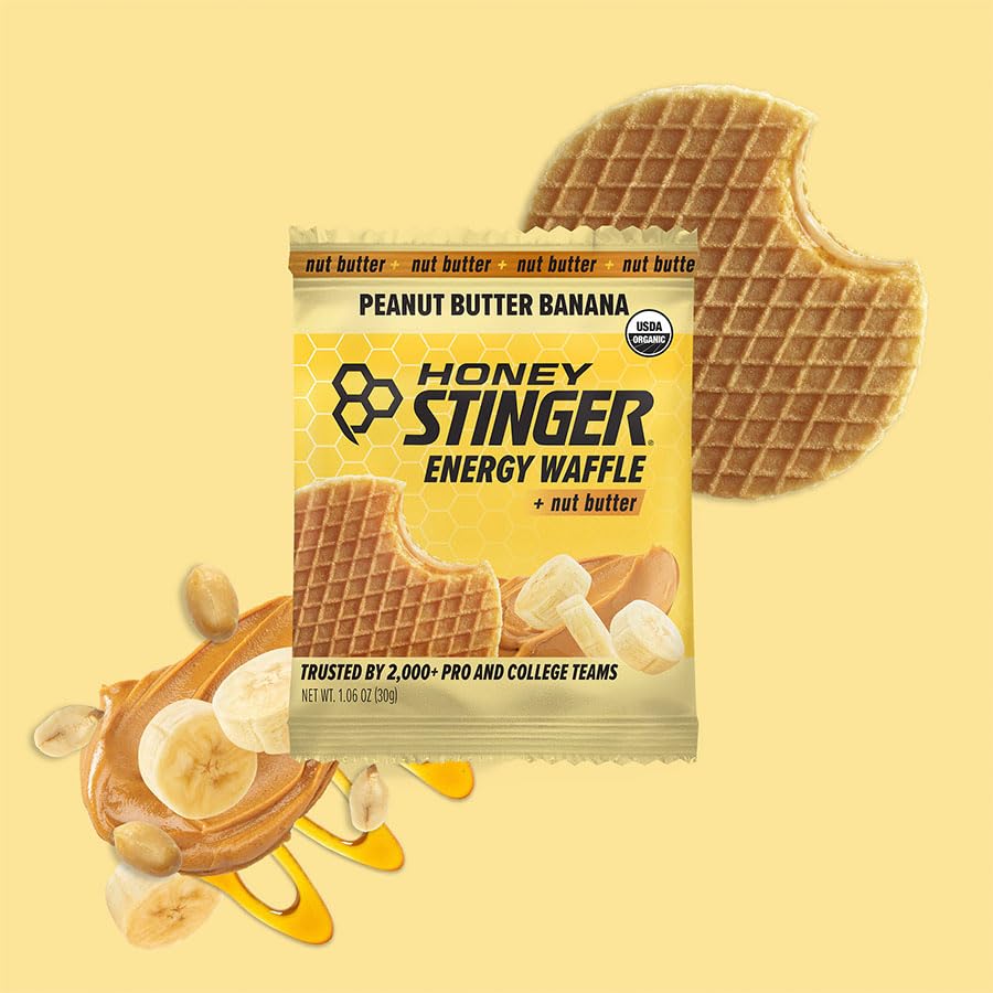 Honey Stinger Organic Peanut Butter Banana Waffle, Energy Stroopwafel for Exercise, Endurance & Performance, Sports Nutrition for Home & Gym, Pre