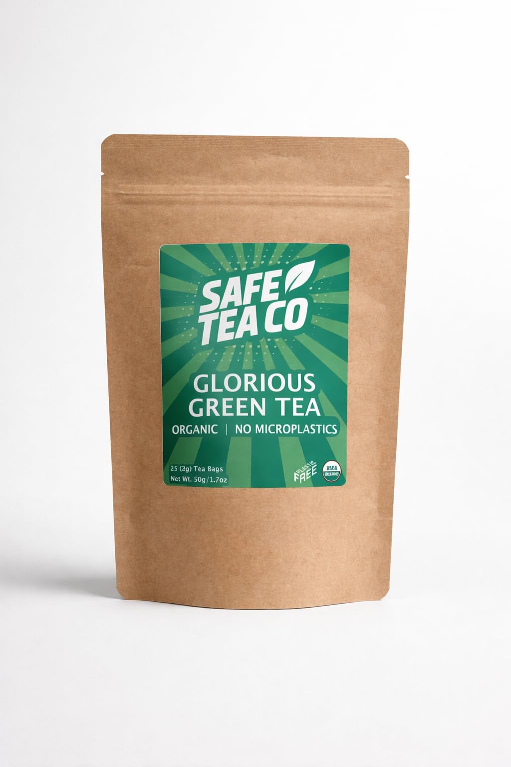 Glorious Green Tea, Organic and No Microplastics Tea Bags, 25 Count