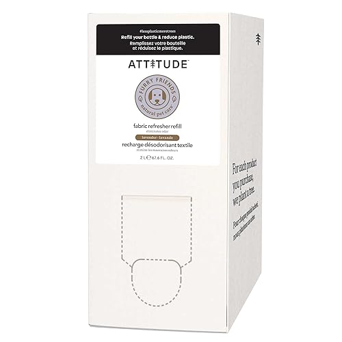 ATTITUDE Fabric Refresher for Pets, Neutralizes Odors, Plant and Mineral-Based Ingredients, Vegan and Cruelty-free, Bulk Refill, Lavender, 67.62 Fl Oz