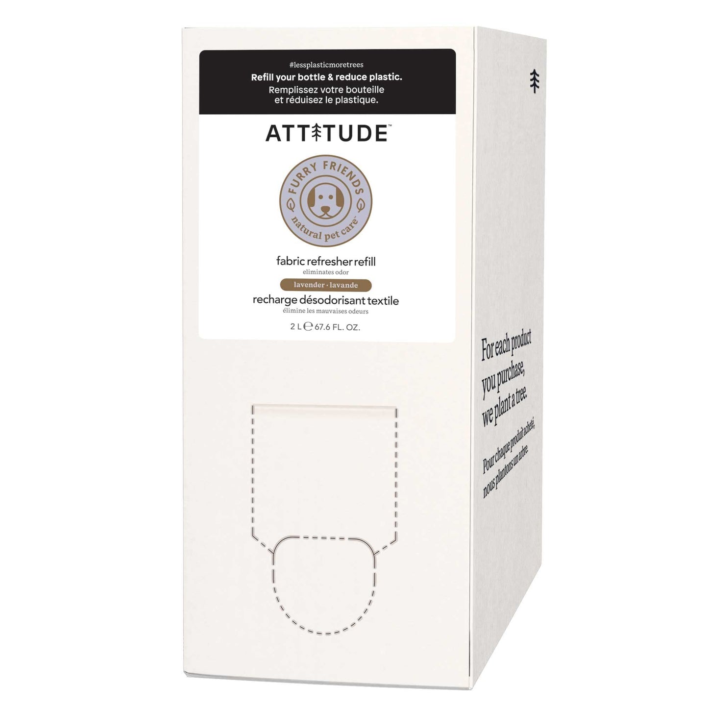 ATTITUDE Fabric Refresher for Pets, Neutralizes Odors, Plant and Mineral-Based Ingredients, Vegan and Cruelty-free, Bulk Refill, Lavender, 67.62 Fl Oz