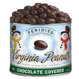 FERIDIES Holiday Snowmen Milk Chocolatey Covered Extra Large Virginia Peanuts - 26oz Resealable Can of Chocolatey Goodness