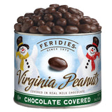 FERIDIES Holiday Snowmen Milk Chocolatey Covered Extra Large Virginia Peanuts - 26oz Resealable Can of Chocolatey Goodness