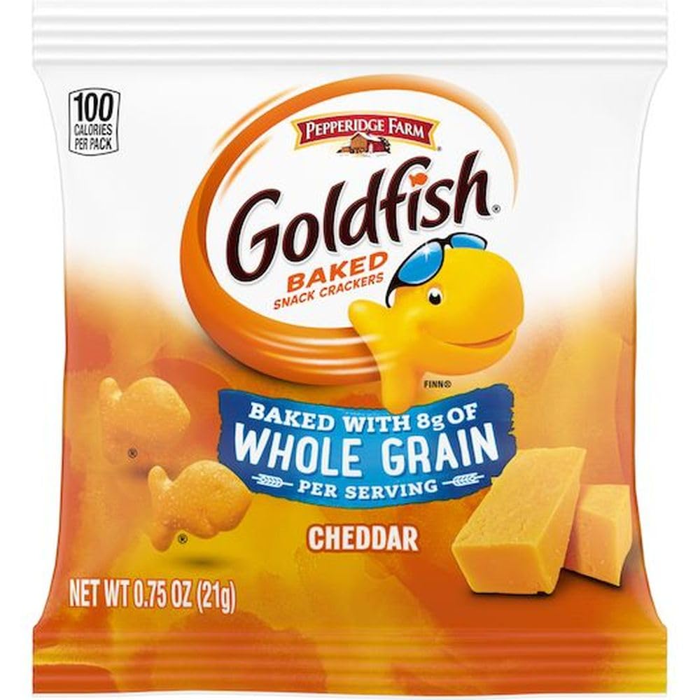 Pepperidge Farm Goldfish Whole Grain Cheddar Snack Crackers, Individual 0.75 oz Bags, Bulk Pack of 300 - School & On-the-Go Snacks