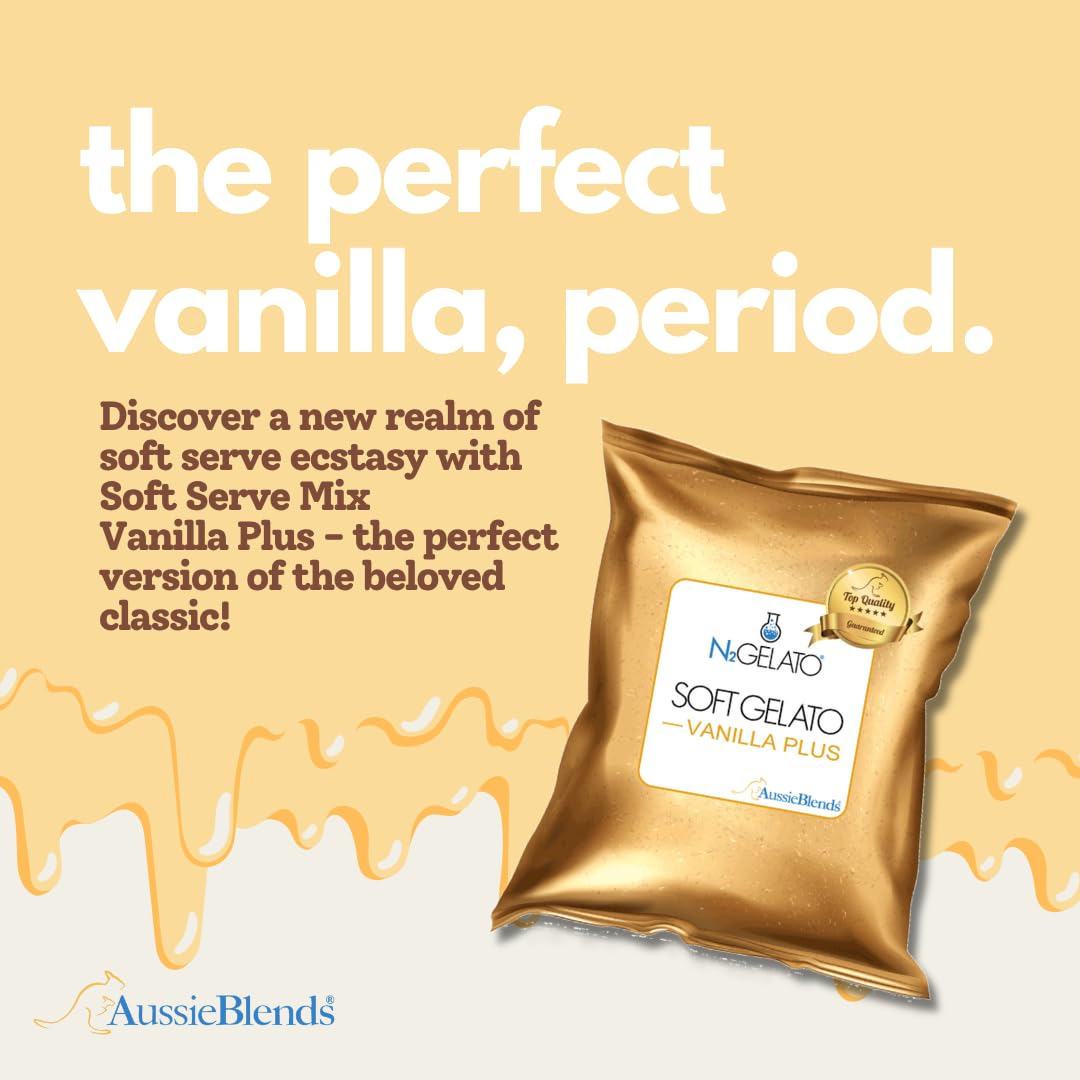 AussieBlends Vanilla Plus Soft Serve Mix, ideal for Milkshakes, Sundaes, and Frozen Desserts | 2-Pack, Imported