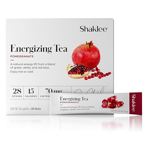 Shaklee Energizing Tea Pomegranate Flavor - Antioxidant-Rich Blend of Green, White, and Red Teas for Gentle Energy Lift - Energy Boost On-the-Go