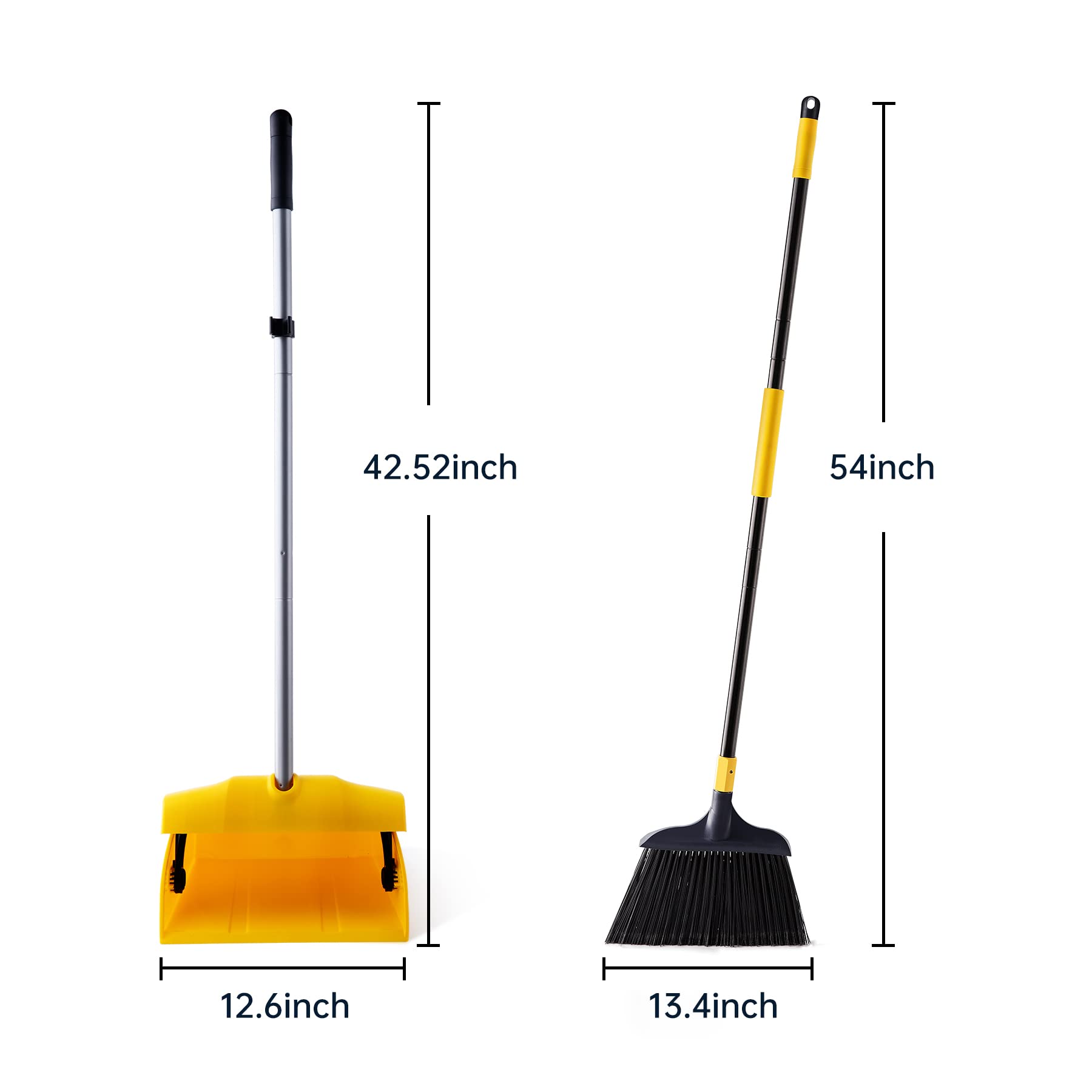 Yocada Commercial Broom and Dustpan Set with Windproof Cover Commercial Outdoor Indoor 2 Plus 1 for Courtyard Garage Lobby Mall Market Floor Home
